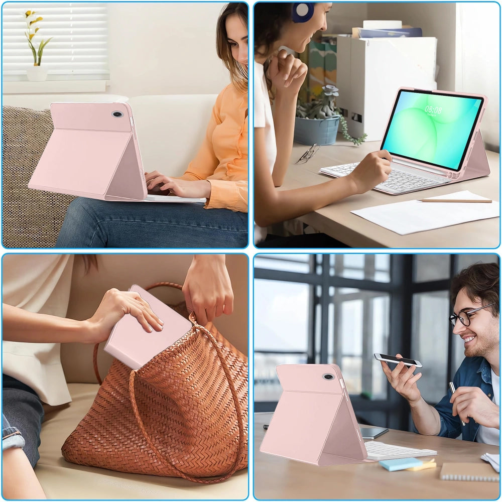 Husa Cu Tastatura pentru Samsung Galaxy Tab A11+ / Tab A9+, Tech-Protect, SC PEN, Roz