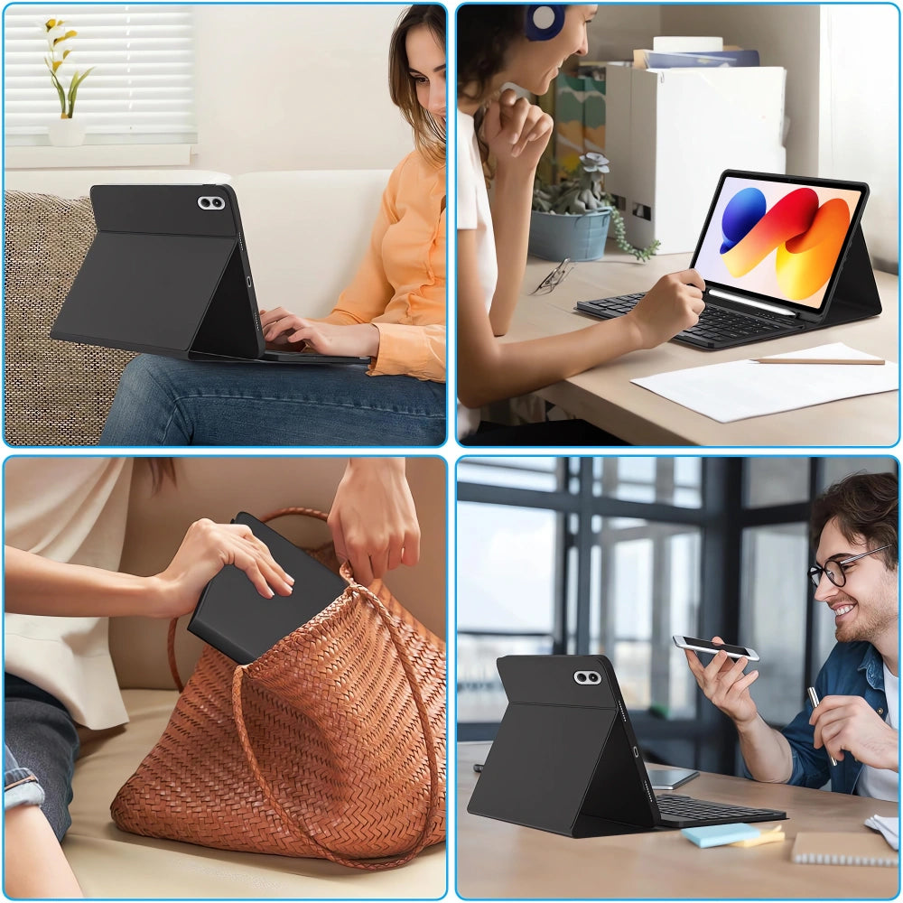 Husa Cu Tastatura pentru Xiaomi Poco Pad M1 / Redmi Pad 2 Pro, Tech-Protect, SC PEN, Neagra
