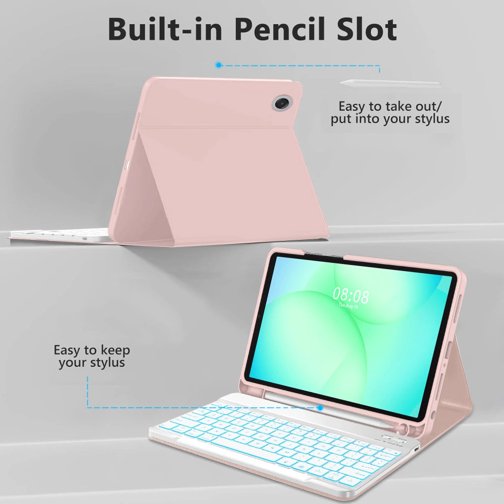 Husa Cu Tastatura pentru Samsung Galaxy Tab A11+ / Tab A9+, Tech-Protect, SC PEN, Roz