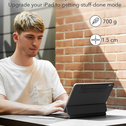 Husa Cu Tastatura pentru Apple iPad (2025) / (2022), ESR, Rebound, Neagra, Resigilata