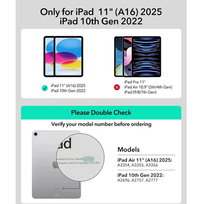 Husa cu Tastatura pentru Apple iPad (2025) / (2022), ESR, Rebound, Gri