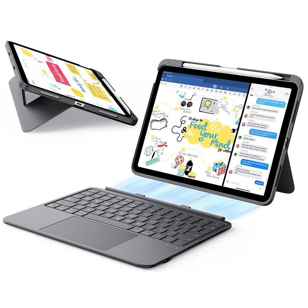 Husa cu Tastatura pentru Apple iPad Air 11 (2026) / iPad Air 11 (2025) / Air 11 (2024) / Air (2022) / Air (2020), ESR, Flex, Gri