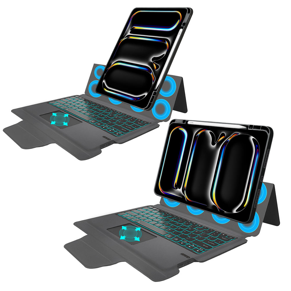 Husa cu Tastatura pentru Apple iPad Pro 13 (2024), Techsuit, KeyTab Pro, Neagra