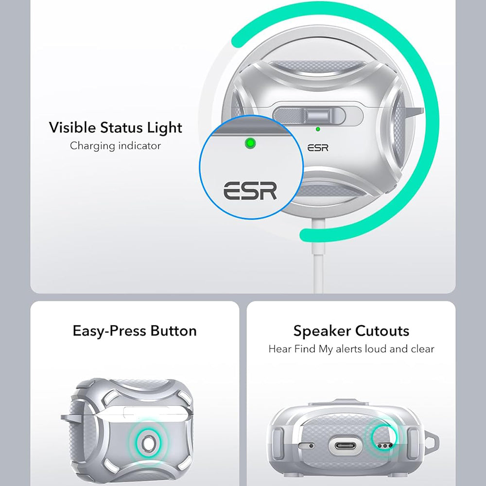 Husa ESR Cyber pentru Apple AirPods Pro Series, Gri