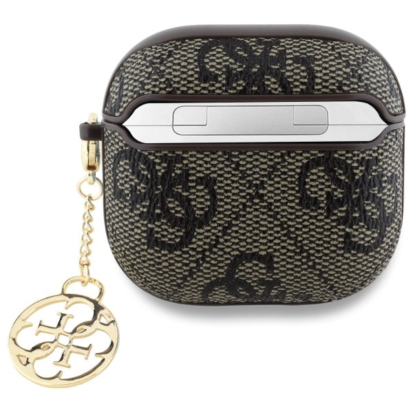 Husa Guess 4G Charm pentru Apple AirPods 4, Maro