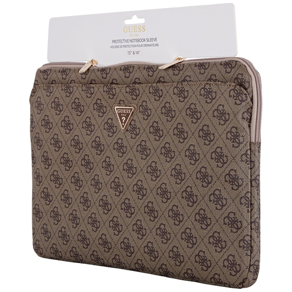 Husa Guess 4G Triangle Logo pentru Laptop 14inch, Maro