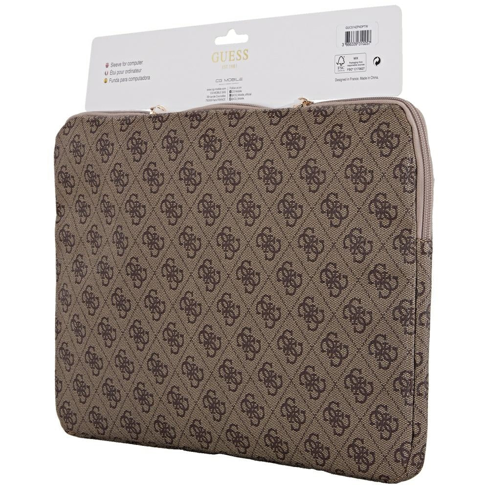 Husa Guess 4G Triangle Logo pentru Laptop 14inch, Maro