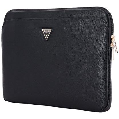 Husa Guess Grained Triangle Logo pentru Laptop 14inch, Neagra