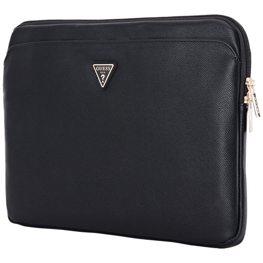 Husa Guess Grained Triangle Logo pentru Laptop 14inch, Neagra