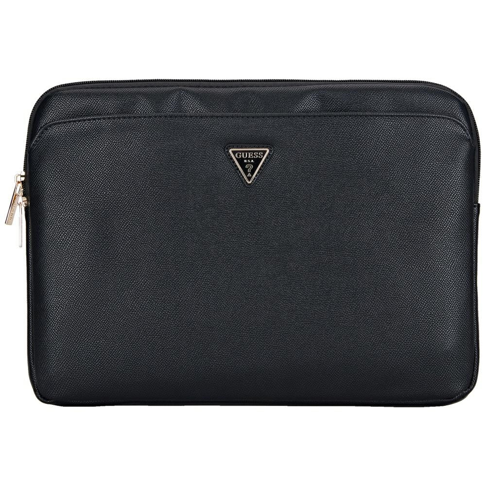 Husa Guess Grained Triangle Logo pentru Laptop 14inch, Neagra