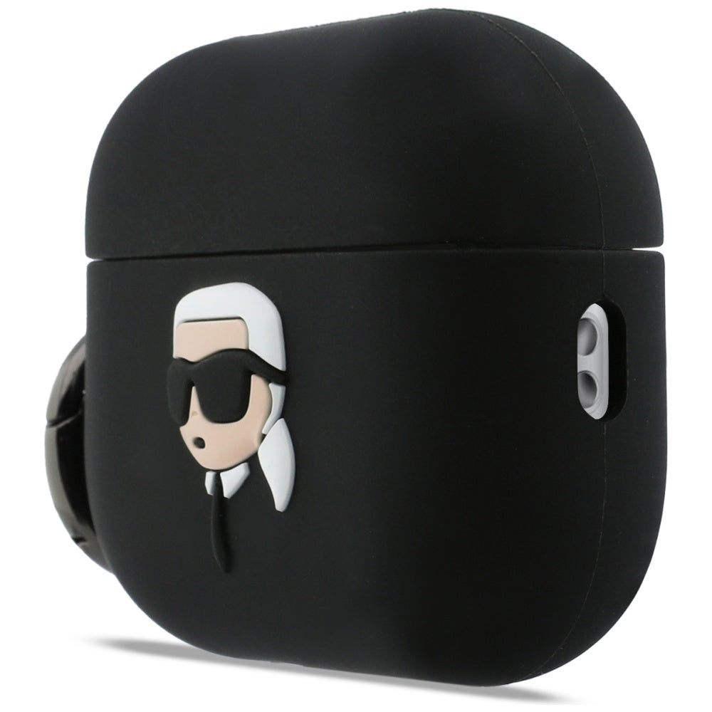 Husa Karl Lagerfeld 3D Karl's Head pentru Apple Airpods Pro 3, Neagra