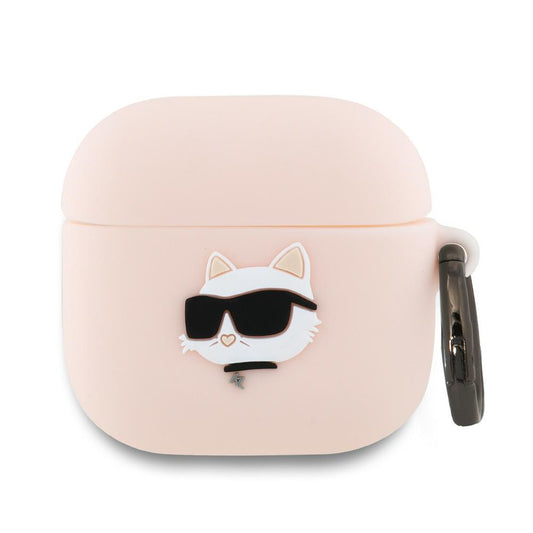 Husa Karl Lagerfeld 3D Choupette's Head pentru Apple AirPods 4, Roz