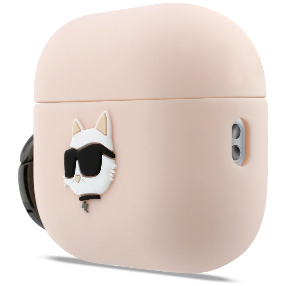 Husa Karl Lagerfeld Silicone Choupette's Head 3D pentru Apple AirPods Pro 3, Roz