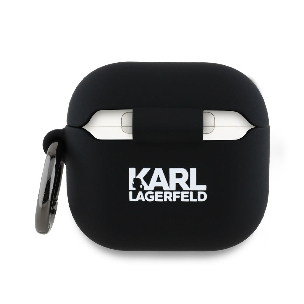 Husa Karl Lagerfeld 3D Karl & Choupette's Heads pentru Apple AirPods 4, Neagra