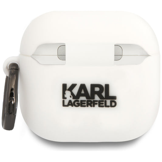Husa Karl Lagerfeld 3D NFT Karl's Head pentru Apple AirPods 4, Alba