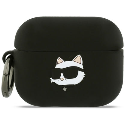 Husa  Karl Lagerfeld Silicone Choupette's Head 3D pentru Apple AirPods Pro 3, Neagra