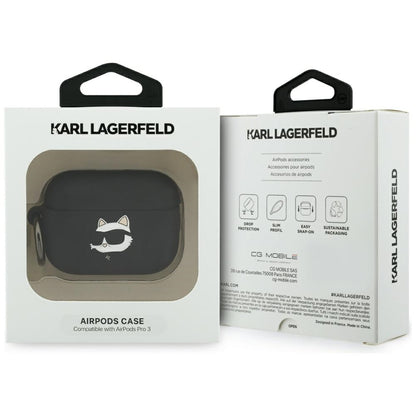 Husa  Karl Lagerfeld Silicone Choupette's Head 3D pentru Apple AirPods Pro 3, Neagra