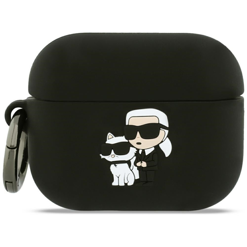 Husa Karl Lagerfeld Silicone Karl & Choupette 3D pentru Apple AirPods Pro 3, Neagra
