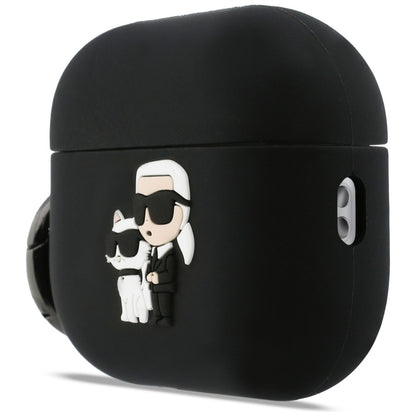 Husa Karl Lagerfeld Silicone Karl & Choupette 3D pentru Apple AirPods Pro 3, Neagra