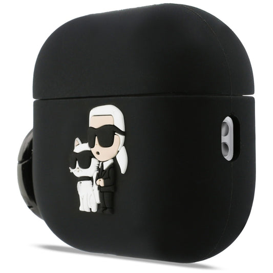 Husa Karl Lagerfeld Silicone Karl & Choupette 3D pentru Apple AirPods Pro 3, Neagra