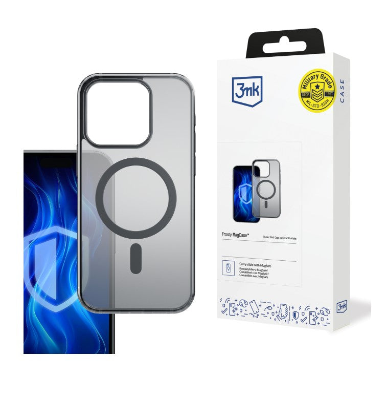 Husa MagSafe pentru Apple iPhone 16 Pro Max, 3MK, Frosty MagCase, Neagra