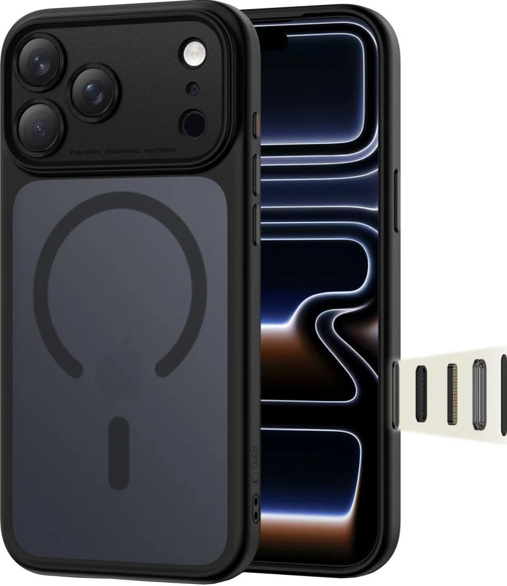 Husa MagSafe pentru Apple iPhone 17 Pro, Tech-Protect, MagPeak, Neagra Mata