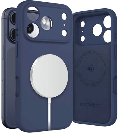 Husa MagSafe pentru Apple iPhone 17 Pro, Tech-Protect, Silicone, Bleumarin