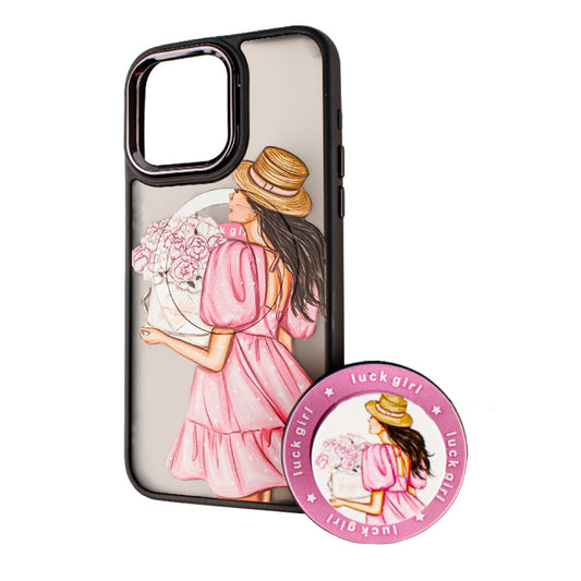 Husa MagSafe pentru Apple iPhone 14 Pro Max, BOTER, MagPopsocket Luck Girl, Multicolor