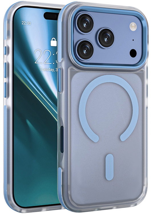Husa MagSafe pentru Apple iPhone 18 Pro / 17 Pro, Etteri, Icy Mag, Bleu