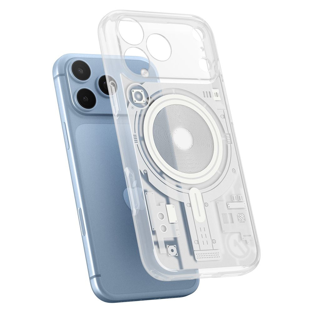 Husa MagSafe pentru Apple iPhone 18 Pro / 17 Pro, Spigen, C11 Ultra Hybrid MagFit Element, Alba ACS12308