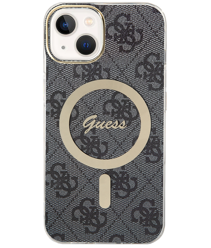 Husa MagSafe pentru Apple iPhone 15, Guess, 4G IML, Neagra GUHMP15SH4STK