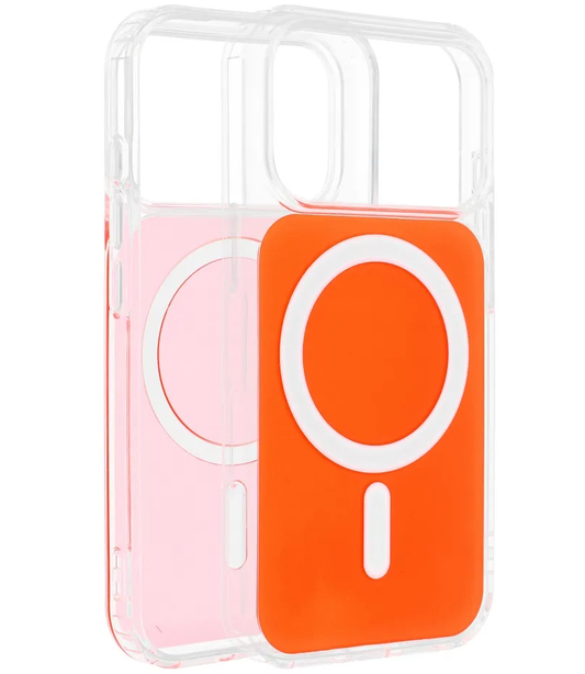 Husa MagSafe pentru Apple iPhone 17e / 16e, OEM, Clear Fusion Mag Cover, Portocalie