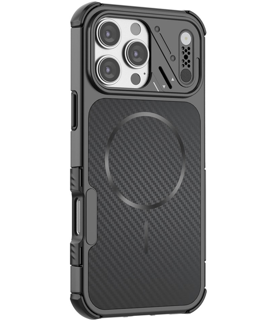 Husa MagSafe pentru Apple iPhone 16 Pro Max, OEM, Carbon and Corner Protection, Neagra