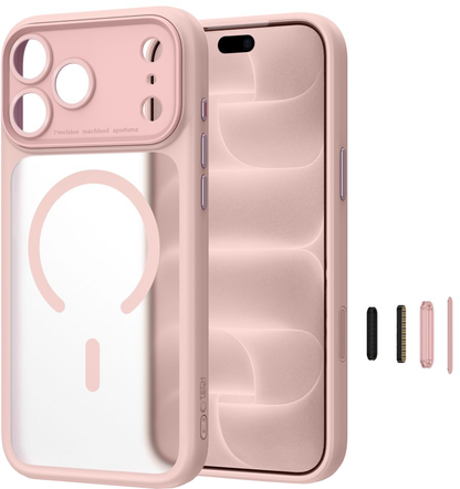 Husa MagSafe pentru Apple iPhone 18 Pro / 17 Pro, Tech-Protect, MagPeak CC, Roz Mata