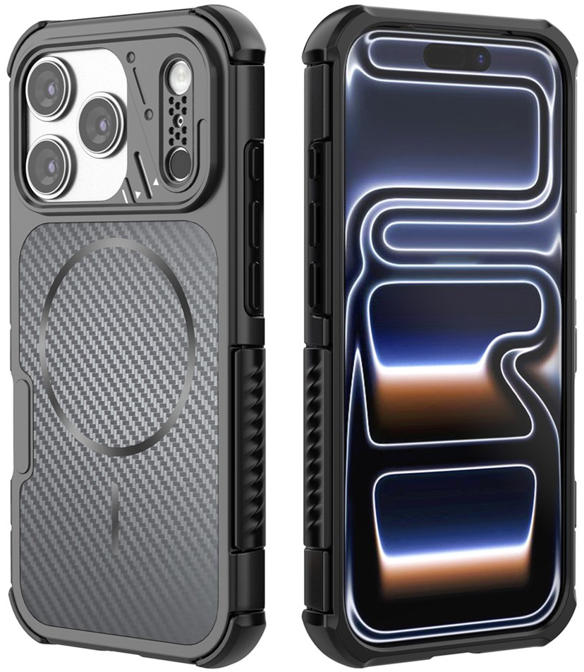 Husa MagSafe pentru Apple iPhone 18 Pro / 17 Pro, OEM, Carbon and Corner Protection, Neagra