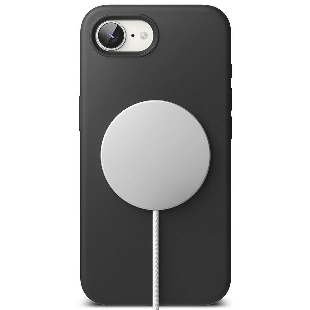Husa MagSafe pentru Apple iPhone 16e, Ringke, Silicone Magnetic, Neagra