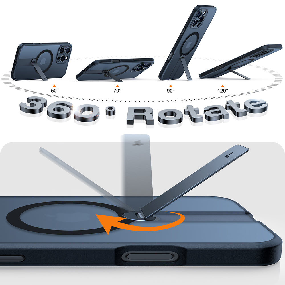 Husa MagSafe pentru Apple iPhone 16 Pro, Torras, Pstand Spin, Neagra