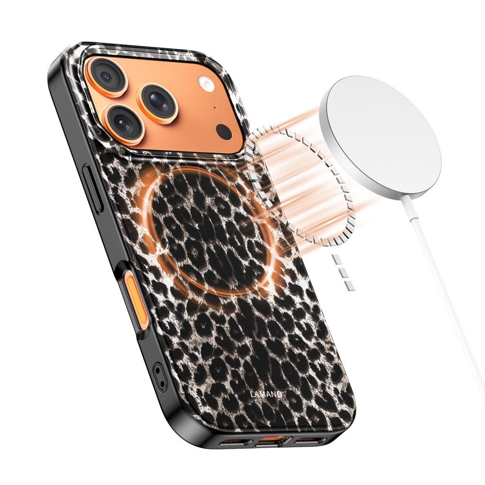 Husa MagSafe pentru Apple iPhone 17 Pro, Tech-Protect, Lamano Leopard, Neagra