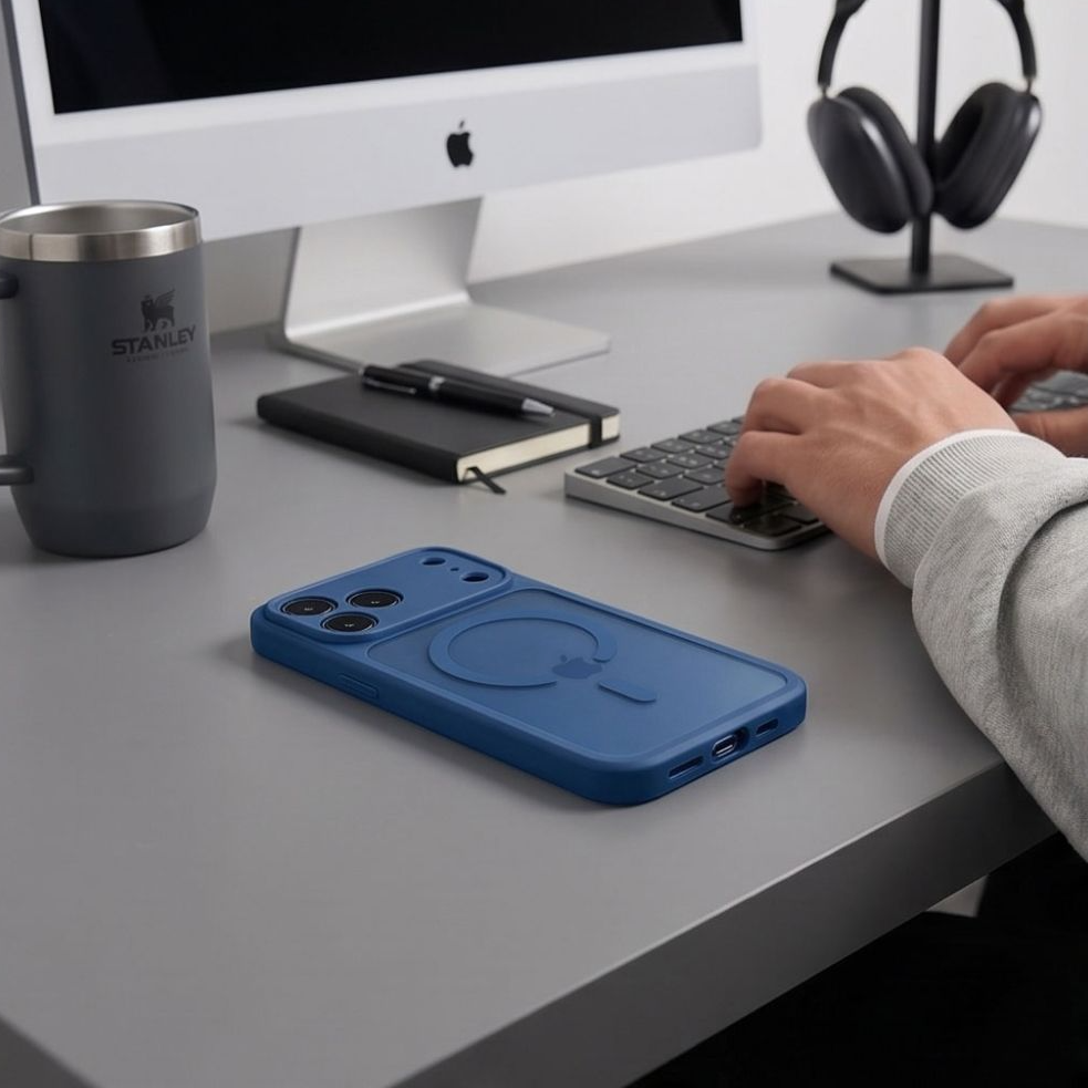 Husa MagSafe pentru Apple iPhone 18 Pro Max / 17 Pro Max, Tech-Protect, BasicMag, Bleumarin Mata