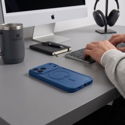 Husa MagSafe pentru Apple iPhone 18 Pro Max / 17 Pro Max, Tech-Protect, BasicMag, Bleumarin Mata