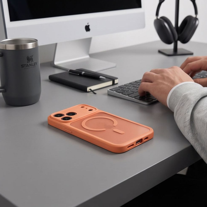 Husa MagSafe pentru Apple iPhone 18 Pro Max / 17 Pro Max, Tech-Protect, BasicMag, Portocalie Mata