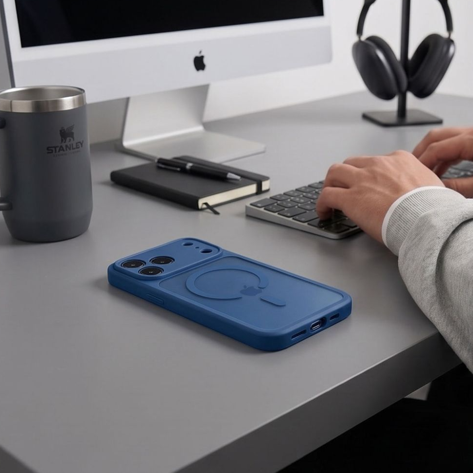 Husa MagSafe pentru Apple iPhone 18 Pro / 17 Pro, Tech-Protect, BasicMag, Bleumarin Mata