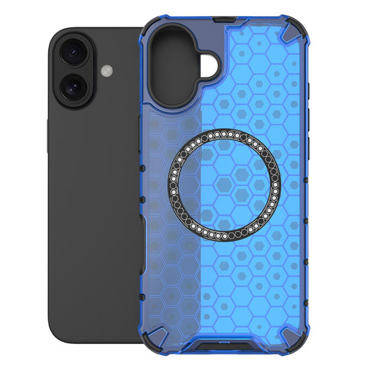 Husa MagSafe pentru Apple iPhone 16, Techsuit, HoneyComb Shield, Albastra