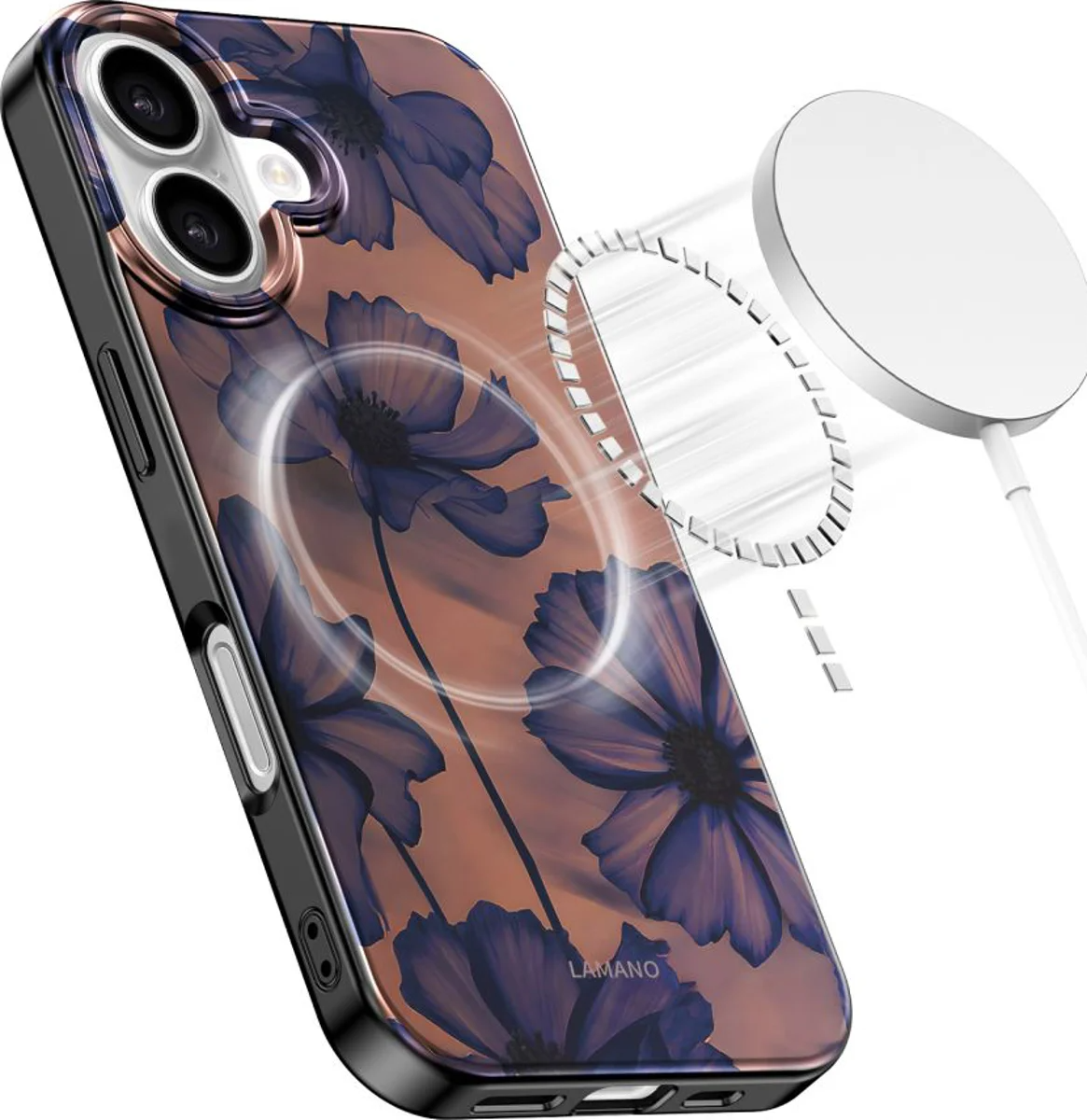 Husa MagSafe pentru Apple iPhone 16, Tech-Protect, Lamano Velvet Night, Neagra