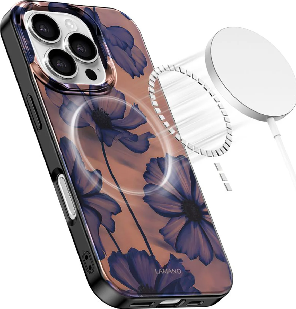 Husa MagSafe pentru Apple iPhone 16 Pro Max, Tech-Protect, Lamano Velvet Night, Neagra