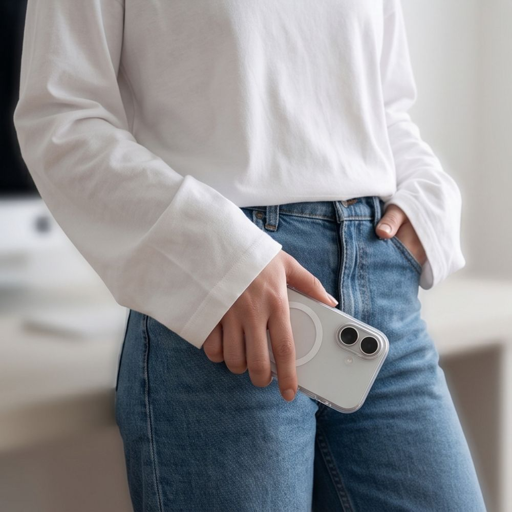 Husa MagSafe pentru Apple iPhone 17, Tech-Protect, MagZero, Alba Mata