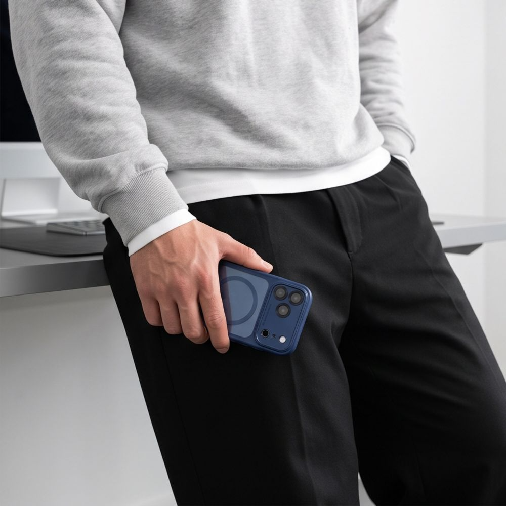 Husa MagSafe pentru Apple iPhone 18 Pro Max / 17 Pro Max, Tech-Protect, MagPeak CC, Bleumarin