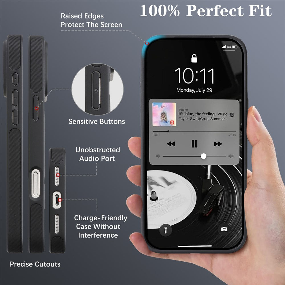 Husa MagSafe pentru Apple iPhone 16 Pro Max, OEM, Carbon Metal Ring, Neagra