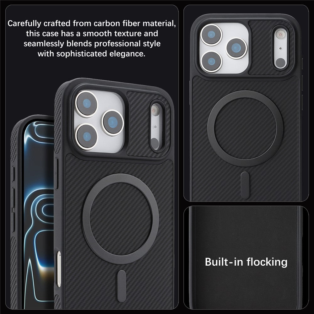 Husa MagSafe pentru Apple iPhone 17 Pro, OEM, Carbon Metal Ring, Neagra