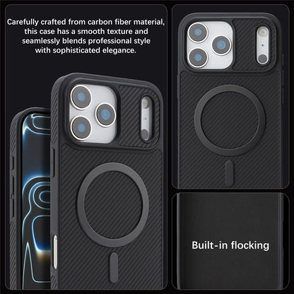 Husa MagSafe pentru Apple iPhone 17 Pro, OEM, Carbon Metal Ring, Neagra